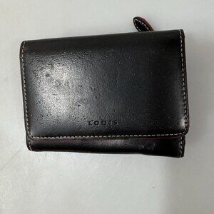 Lodis Black Red Leather Trifold Cardholder Wallet